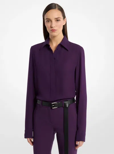 Michael Kors Hansen Silk Georgette Shirt In Purple