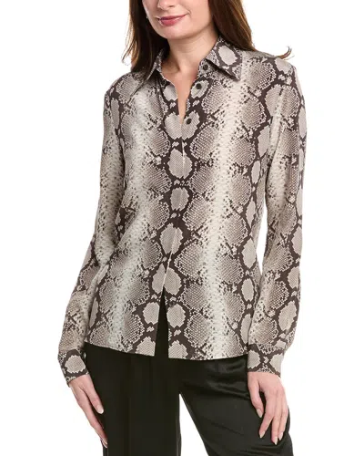 Michael Kors Hansen Silk Top In Grey