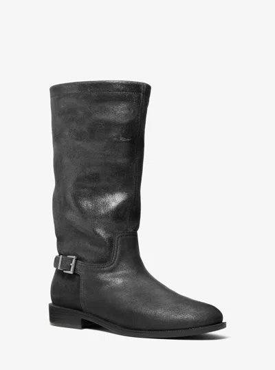 Michael Kors Harleigh Distressed Leather Boot In Black