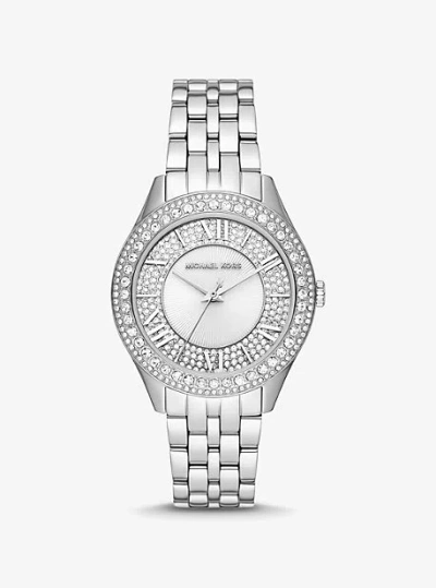 Michael Kors Harlowe Pavé Silver-tone Watch
