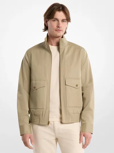 Michael Kors Harrington Stretch Cotton Bomber Jacket In Brown