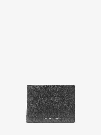Michael Kors Harrison Logo Billfold Wallet With Passcase In Gray