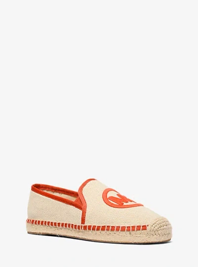 Michael Kors Hastings Two-tone Cotton Blend Canvas Espadrille In Red
