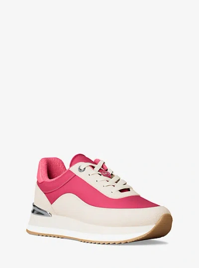 Michael Kors Hattie Mixed-media Trainer In Red