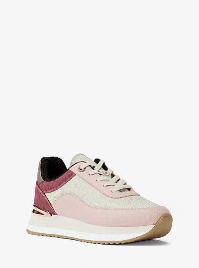 Michael Kors Hattie Mixed-media Trainer In Red