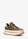 Michael Kors Hayes Cheetah Print Calf Hair Platform Sneaker In Natural