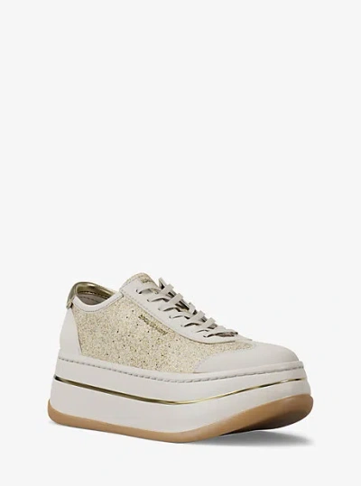 Michael Kors Hayes Glitter Embellished Leather Platform Sneaker