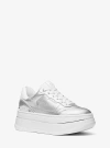Michael Kors Hayes Metallic Leather Platform Sneaker In Silver