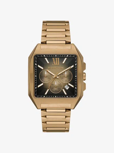 Michael Kors Hayes Oversized Brushed Beige Gold-tone Sport Watch In Gold