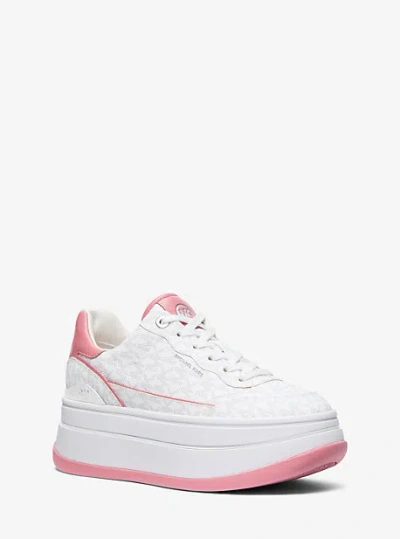 Michael Kors Hayes Signature Logo Platform Sneaker In Pink
