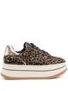 Michael Kors Hayes Cheetah Print Calf Hair Platform Sneaker In 褐色