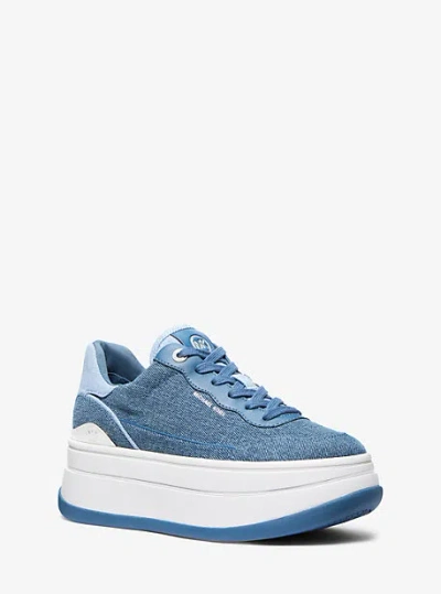 Michael Kors Hayes Two-tone Denim Platform Sneaker In Blue