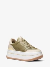 Michael Kors Hayes Two-tone Leather Platform Sneaker In Green