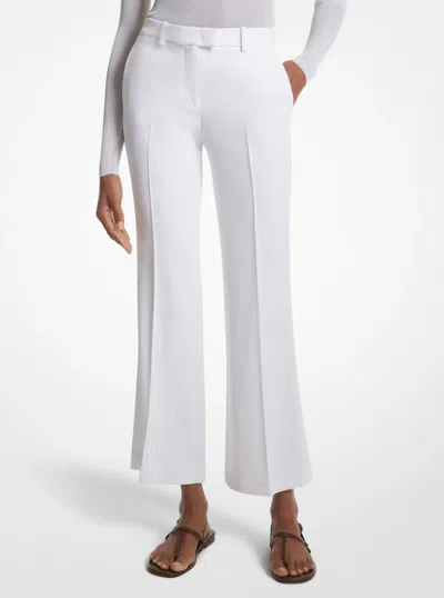 Michael Kors Haylee Double Crepe Sablé Cropped Flared Trousers In White