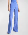 Michael Kors Haylee Flare Crepe Trousers In Azure