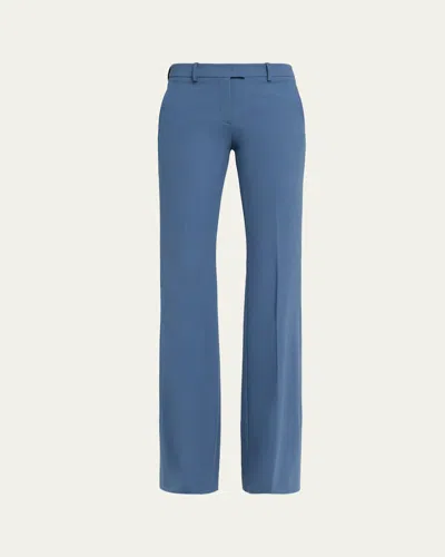 Michael Kors Haylee Flare-leg Stretch Wool Trousers In Blue