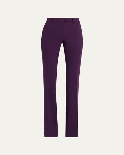 Michael Kors Haylee Flare-leg Stretch Wool Trousers In Purple