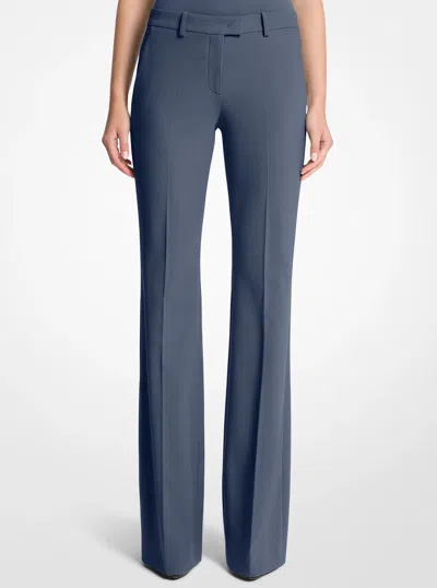 Michael Kors Haylee Stretch Wool Crepe Flared Trousers In Grey