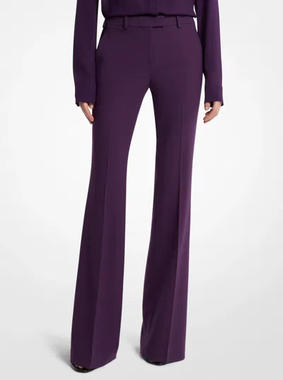 Michael Kors Haylee Stretch Wool Crepe Flared Trousers In Purple