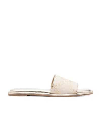 Michael Kors Hayworth Leather Slides In Nude