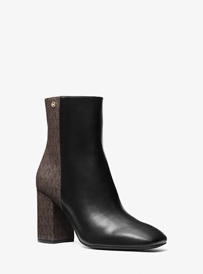 Michael Kors Hazel Signature Logo Trim Boot In Brown