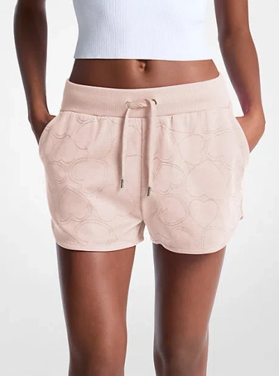 Michael Kors Heart Embroidered Cotton Blend Shorts In Pink