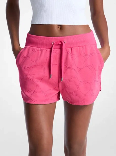 Michael Kors Heart Embroidered Cotton Blend Shorts In Pink