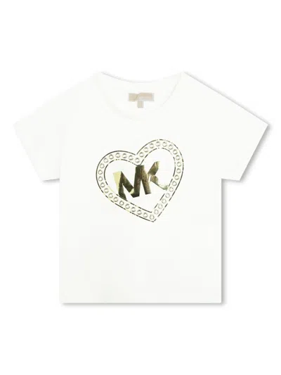 Michael Kors Kids' Heart Logo-print T-shirt In White