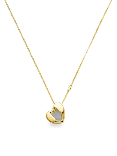 Michael Kors Heart-pendant Curb-chain Necklace In Gold