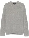 Michael Kors Brushed Wool Blend Sweater With Ribbed Texture In Grey