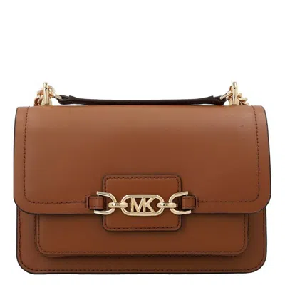 Michael Kors Heather Large Leather Shoulder Bag In Brown