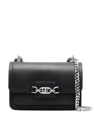 Michael Kors Heather Logo-plaque Crossbody Bag In Black