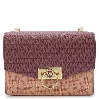 Pre-owned Michael Kors Hendrix Extra-small Two-tone Logo Convertible Crossbody Bag In Red