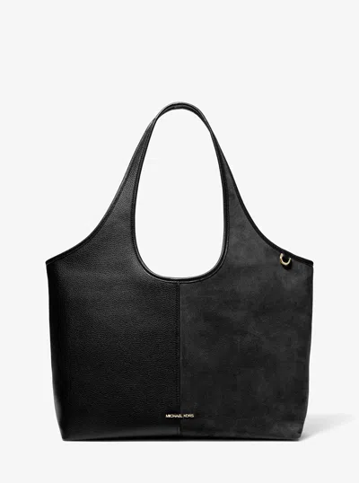 Michael Kors Henly Large Leather And Suede Tote Bag In Black