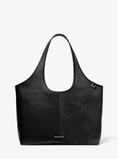 Michael Kors Henly Large Leather And Suede Tote Bag In Black
