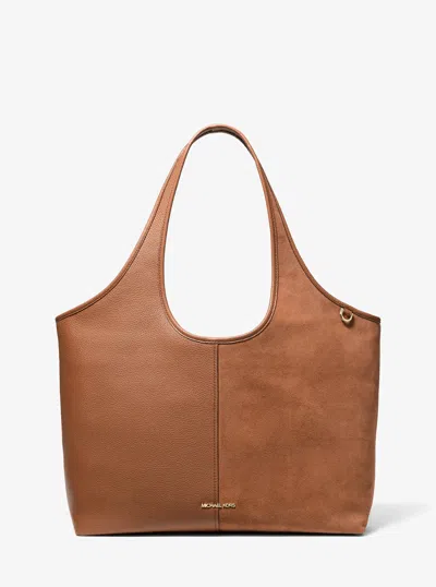 Michael Kors Henly Large Leather And Suede Tote Bag In Brown