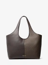 Michael Kors Henly Large Signature Logo And Textured Tote Bag In Brown