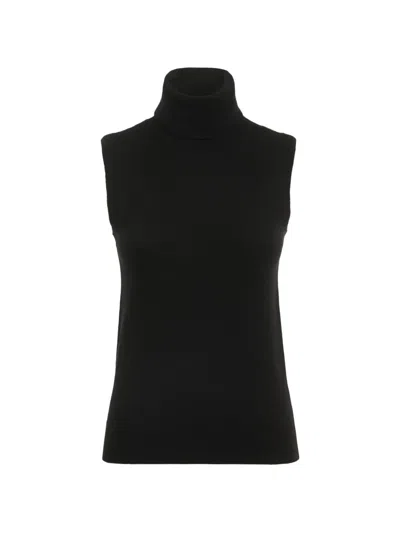 Michael Kors High-neck Sleeveless Cashmere Sweater In Black