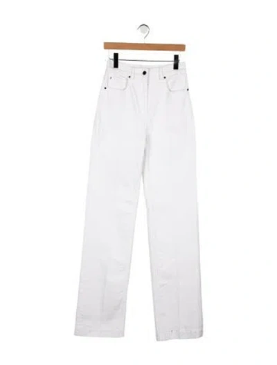 Pre-owned Michael Kors High-rise Straight Leg Jeans In White