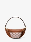 Michael Kors Hollis Medium 2-in-1 Pebbled Leather And Logo Jacquard Shoulder Bag In Brown