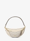 Michael Kors Hollis Medium 2-in-1 Pebbled Leather And Logo Jacquard Shoulder Bag In Natural
