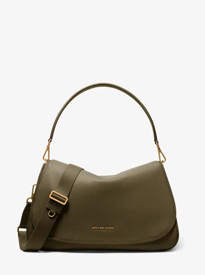 Michael Kors Holmes Extra-large Pebbled Leather Convertible Messenger Bag In Green