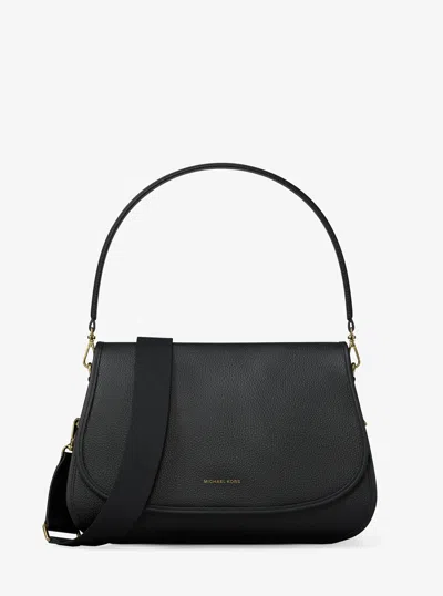 Michael Kors Holmes Medium Pebbled Leather Convertible Messenger Bag In Black