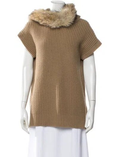 Pre-owned Michael Kors Hooded Fur Sweater In Neutral