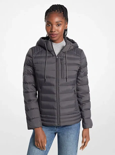 Michael Kors Hooded Puffer Jacket In Grey