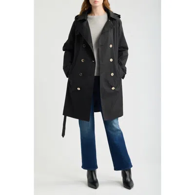Michael Kors Hooded Trench Coat In Black