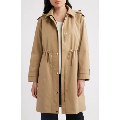 Michael Kors Hooded Trench Coat In Brown