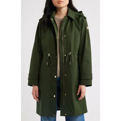 Michael Kors Hooded Trench Coat In Green