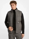 Michael Kors Houndstooth Cotton Puffer Vest In Gray