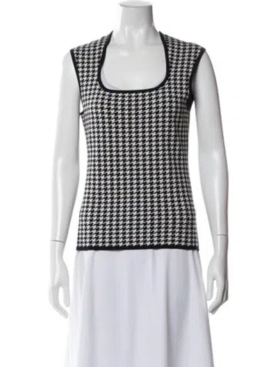 Pre-owned Michael Kors Houndstooth Print Scoop Neck Sweater In Neutral